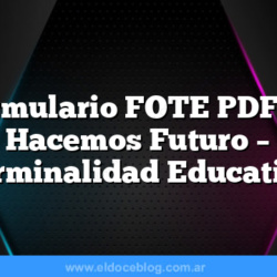 Formulario FOTE PDF de Hacemos Futuro â€“ Terminalidad Educativa
