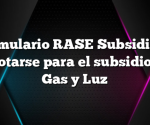 Formulario RASE Subsidios – Anotarse para el subsidio de Gas y Luz