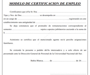 Modelo simple certificado de trabajo