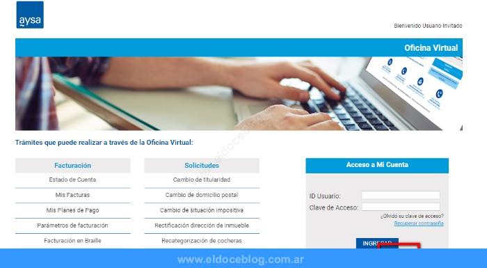 Como consultar la factura digital en AySA (Agua y Saneamientos Argentinos)